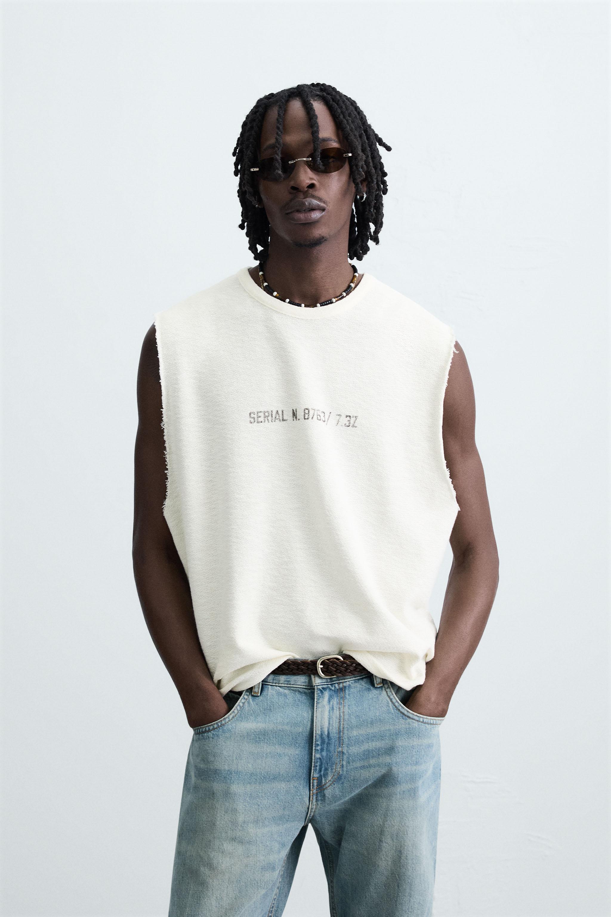 WASHED PRINT KNIT TANK TOP